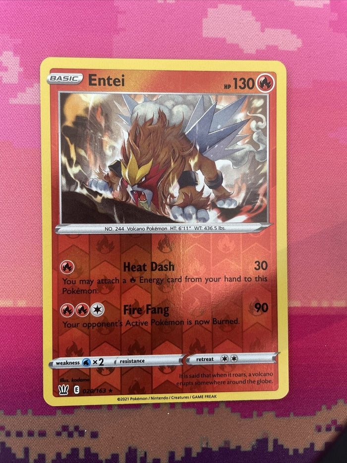Pokemon Card Entei Battle Styles Reverse Holo Rare 020/163 Near Mint