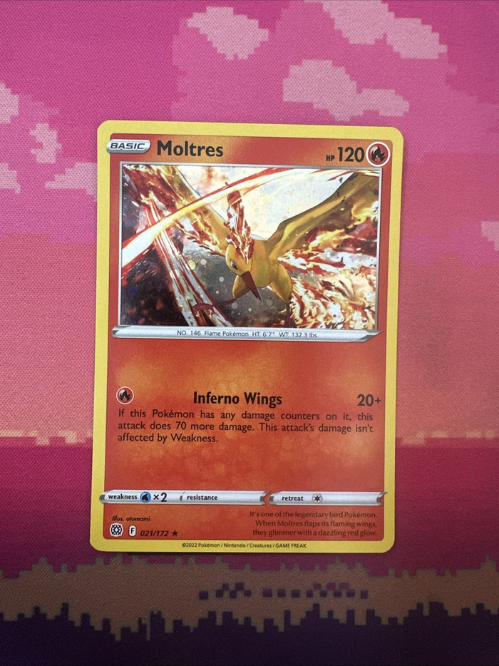 Pokemon Card Moltres Brilliant Stars Cosmo Holo Rare 021/172 Near Mint