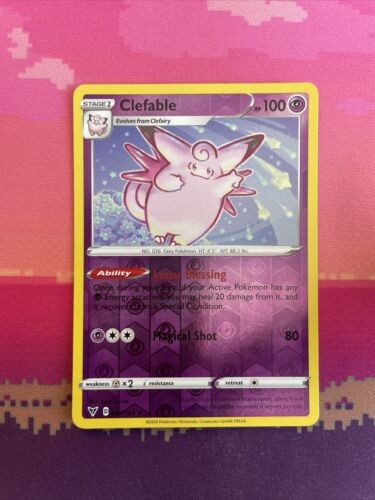 Pokemon Card Clefable Vivid Voltage Reverse Holo Rare 064/185 Near Mint