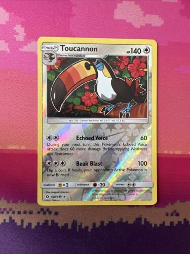 Pokemon Card Toucannon Sun & Moon Reverse Holo Rare 108/149 Near Mint