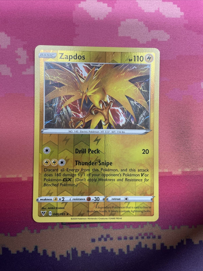 Pokemon Card Zapdos Vivid Voltage Reverse Holo Rare 048/185 Near Mint