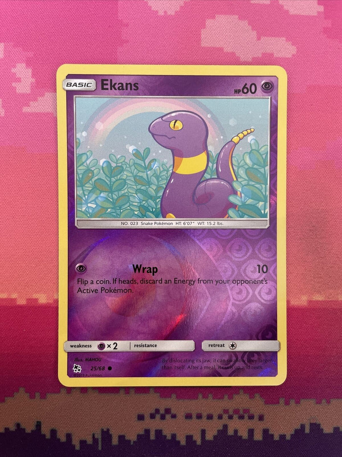 Pokemon Card Ekans Hidden Fates Reverse Holo 25/68 Near Mint
