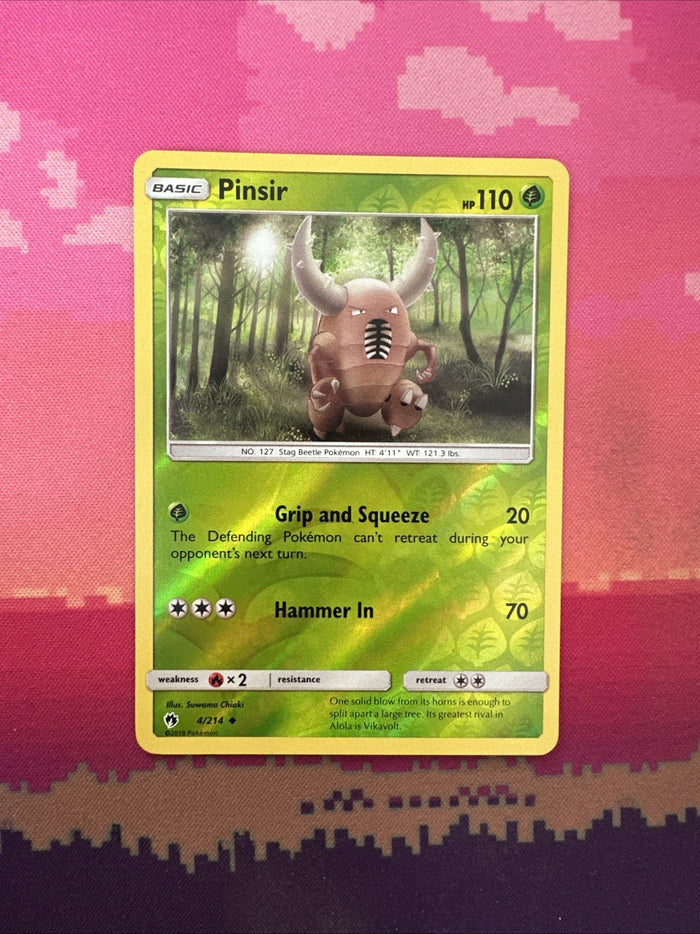 Pokemon Card Pinsir Lost Thunder Reverse Holo Uncommon 4/214 Near Mint