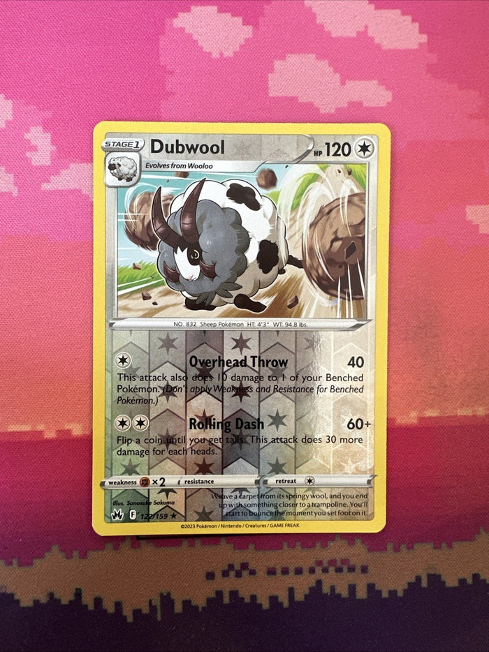 Pokemon Card Dubwool Crown Zenith Reverse Holo Rare 122/159 Near Mint