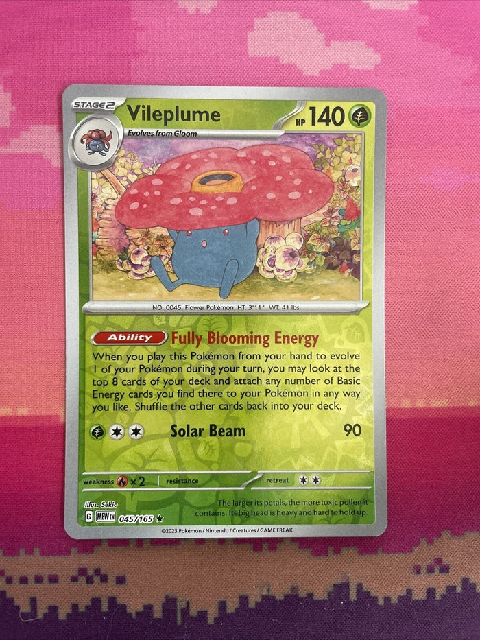 Pokemon Card Vileplume Scarlet & Violet Reverse Holo Rare 045/165 Near Mint
