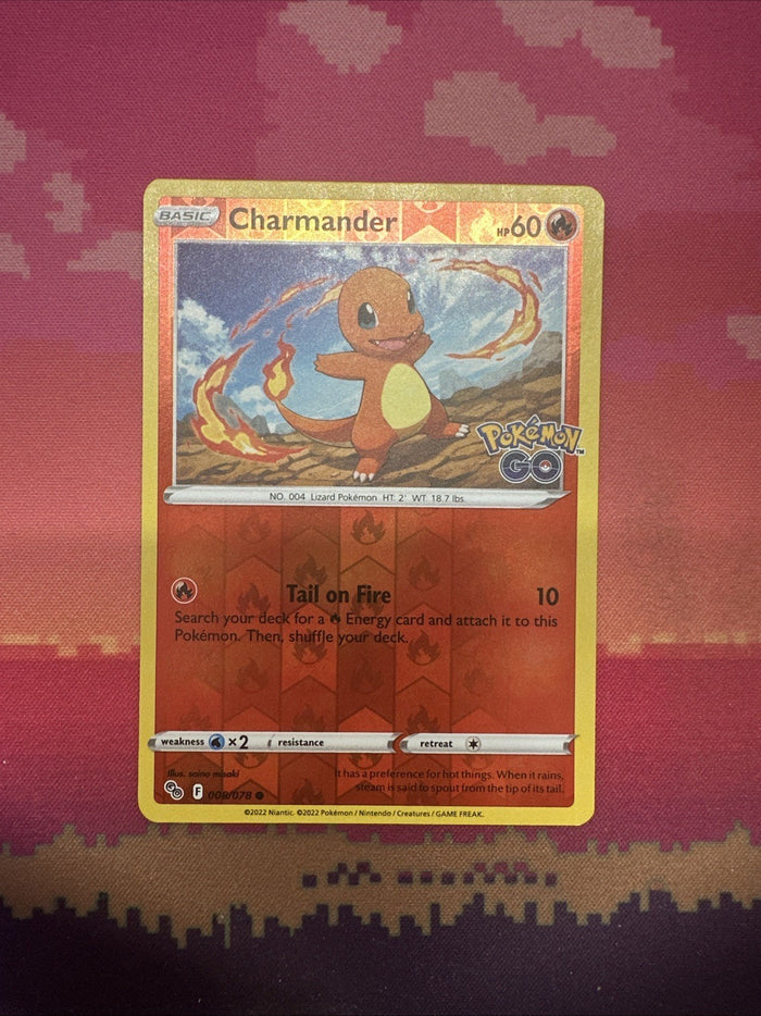 Pokemon Card Charmander Pokemon Go Reverse Holo 008/078 Near Mint