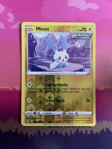 Pokemon Card Minun Fusion Strike Reverse Holo Common 090/264 Near Mint