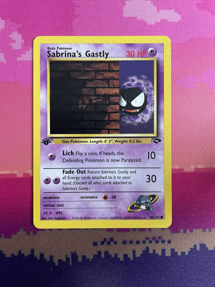 Pokemon Card Sabrina's Gastly Gym Challenge 1st Edition Common 96/132 Near Mint