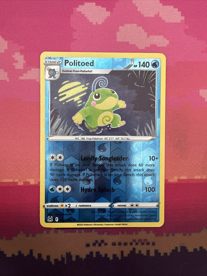 Pokemon Card Politoed Lost Origin Reverse Holo Rare 032/196 Near Mint