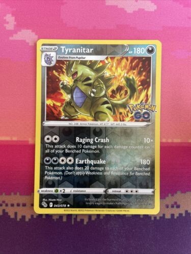 Pokemon Card Tyranitar Pokemon GO Reverse Holo Rare 043/078 Near Mint