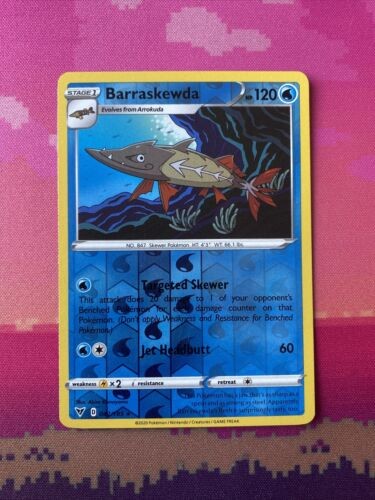 Pokemon Card Barraskewda Vivid Voltage Reverse Holo Rare 042/185 Near Mint