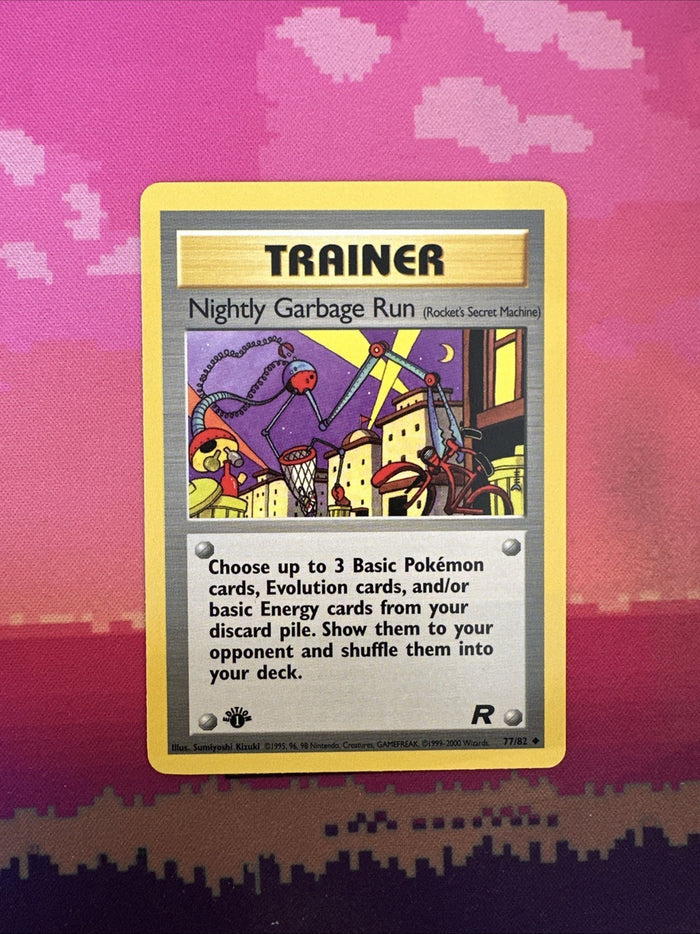Pokemon Card Nightly Garbage Run Team Rocket 1st Edition Uncommon 77/82 NM