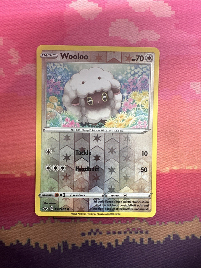 Pokemon Card Wooloo Sword & Shield Reverse Holo 153/202 Near Mint