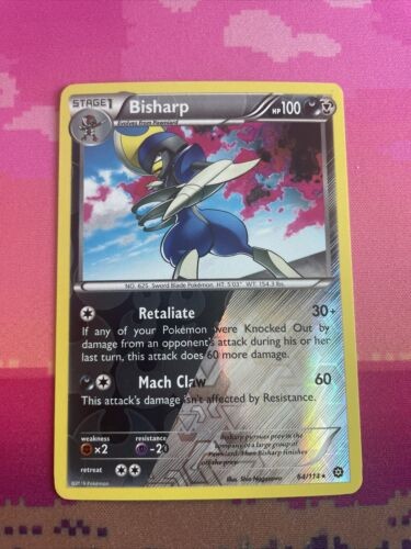 Pokemon Card Bisharp Steam Siege Reverse Holo Rare 64/114 Near Mint