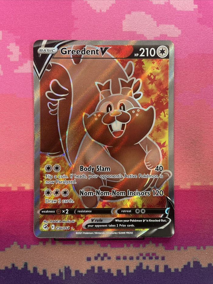 Pokemon Card Greedent V 256/264 Ultra Rare Fusion Strike Near Mint