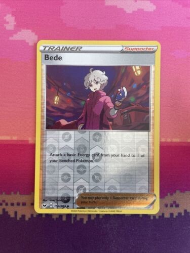 Pokemon Card Bede Sword & Shield Reverse Holo Uncommon 157/202 Near Mint