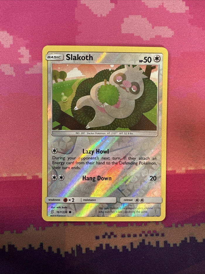 Pokemon Card Slakoth Unified Minds Reverse Holo 167/236 Near Mint