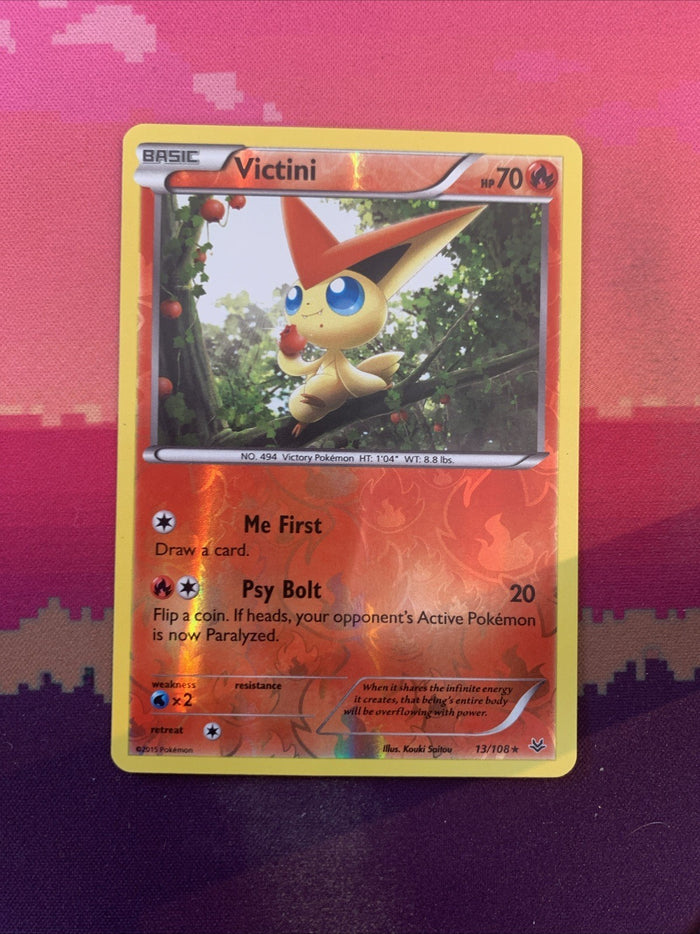 Pokemon Card Victini Roaring Skies Reverse Holo Rare 13/108 Near Mint