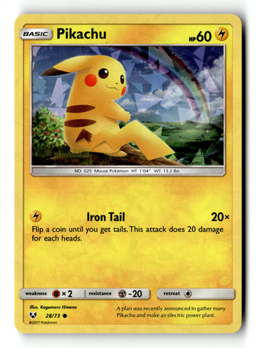 Pokemon Card Pikachu LP Cracked Ice Holo Rare Shining Legends 28/73