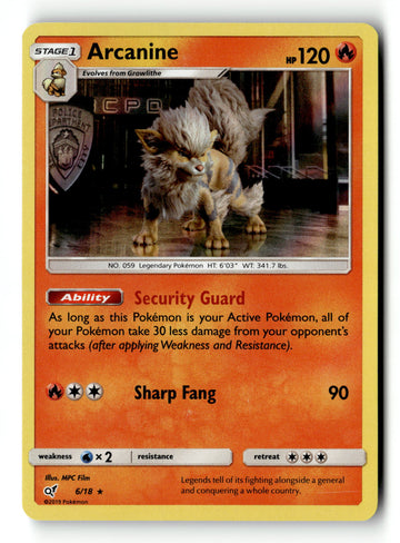 Pokemon Card Arcanine LP Detective Pikachu 6/18