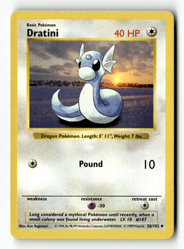 Pokemon Card Dratini Unlimited LP Base Set (Shadowless) 026/102