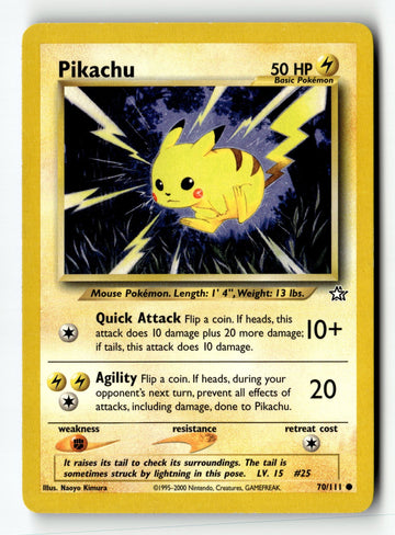 Pokemon Card Pikachu Unlimited LP Neo Genesis 070/111