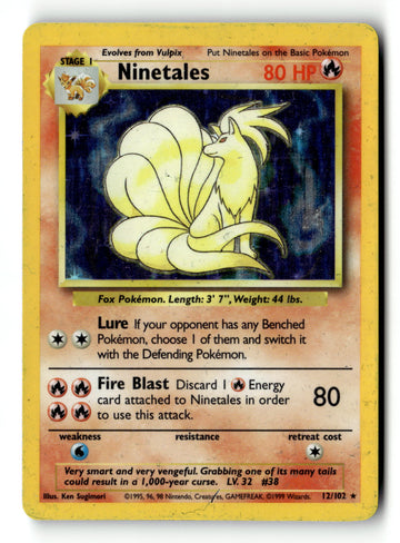 Pokemon Card Ninetales Holo LP Base Set 12/102