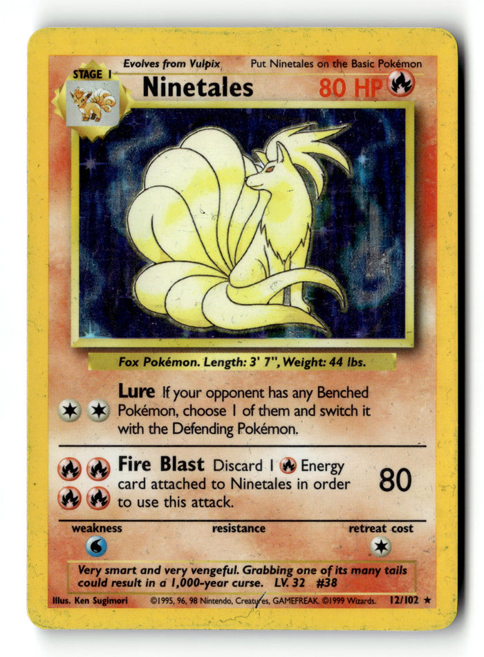 Pokemon Card Ninetales Holo LP Base Set 12/102