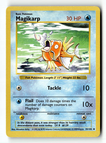 Pokemon Card Magikarp Unlimited LP Base Set (Shadowless) 35/102