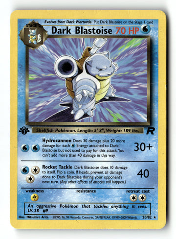 Pokemon Card Dark Blastoise (20) 1st Edition LP Team Rocket 20/82