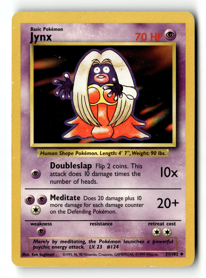 Pokemon Card Jynx LP Base Set 031/102