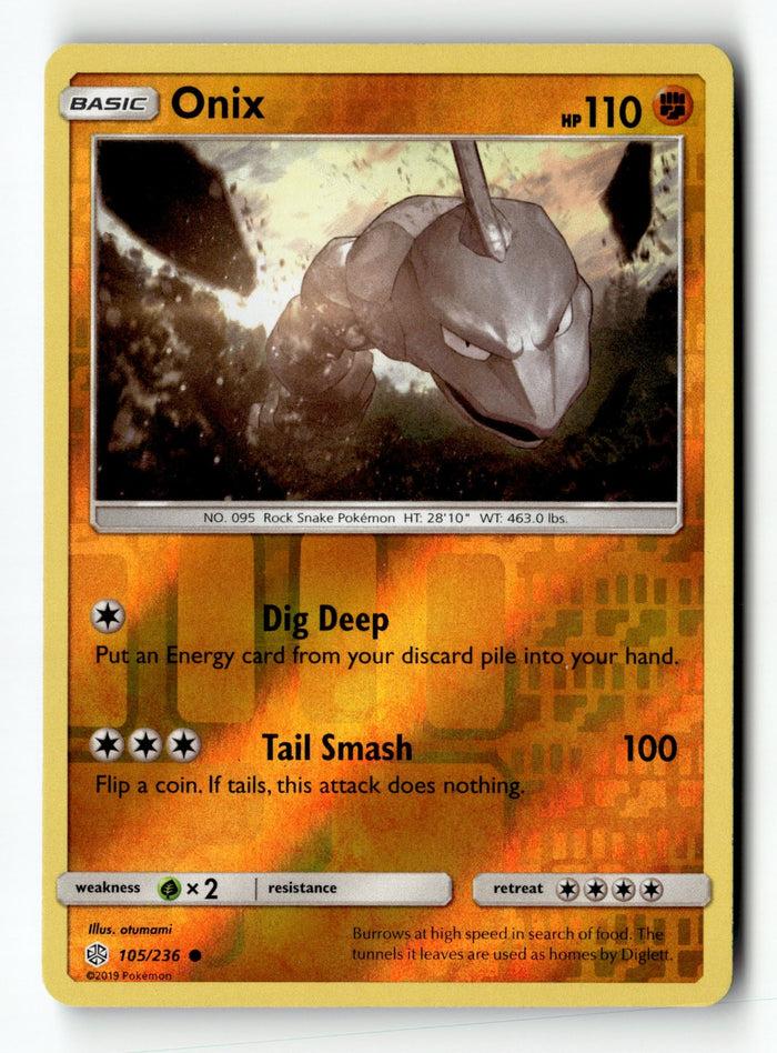 Pokemon Card Onix Reverse Holo LP SM - Cosmic Eclipse 105/236