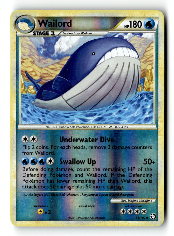 Pokemon Card Wailord Reverse Holo LP Triumphant 31/102