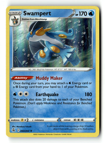 Pokemon Card Swampert Holo LP Fusion Strike 064/264
