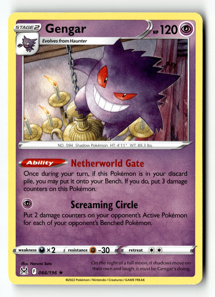 Pokemon Card Gengar Deck Exclusive Non Holo LP Lost Origin 066/196