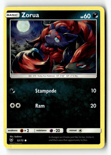 Pokemon Card Zorua LP Shining Legends 52/73