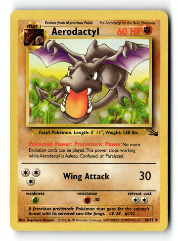 Pokemon Card Aerodactyl LP Fossil Unlimited Rare 16/62