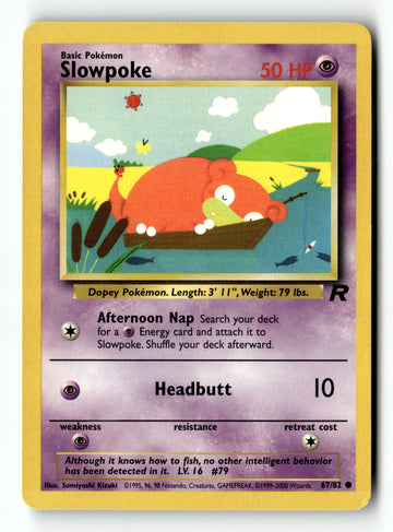 Pokemon Card Slowpoke Unlimited LP Team Rocket 67/82
