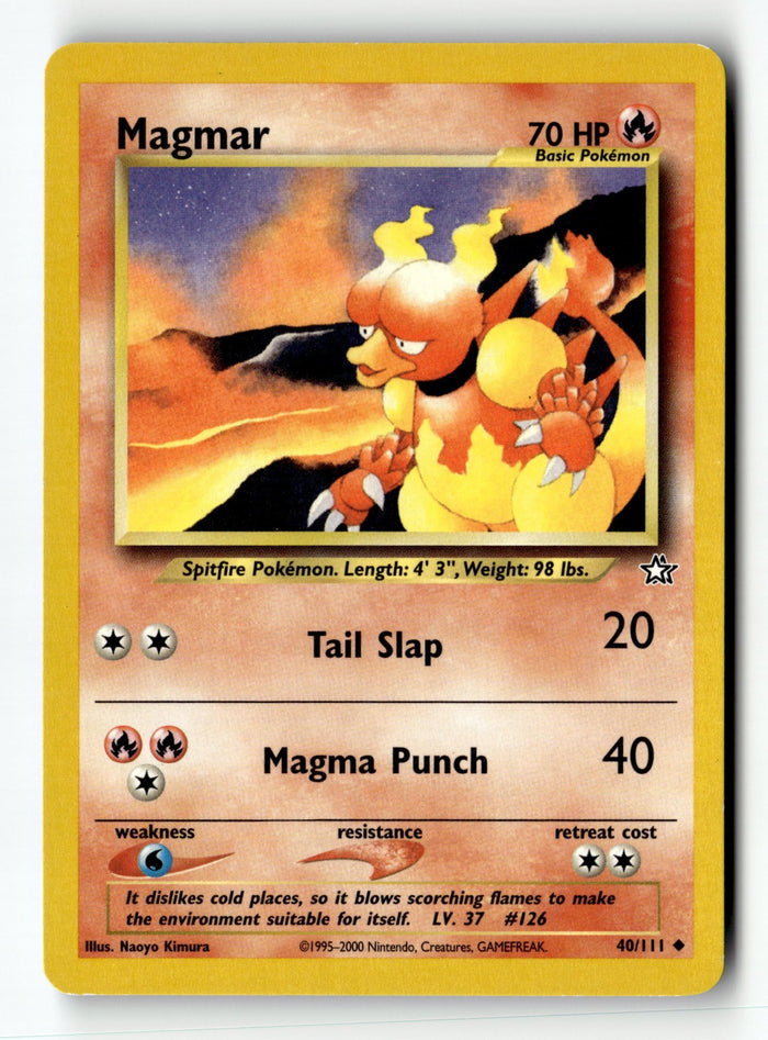 Pokemon Card Magmar Unlimited LP Neo Genesis 040/111