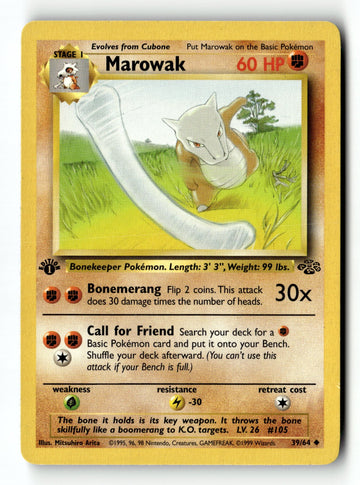Pokemon Card Marowak 1st Edition LP Jungle 39/64