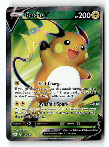 Pokemon Card Raichu V (Full Art) Holo LP SWSH09: Brilliant Stars 158/172