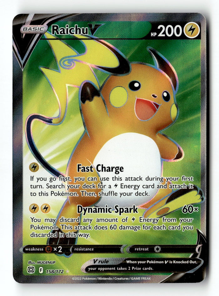 Pokemon Card Raichu V (Full Art) Holo LP SWSH09: Brilliant Stars 158/172