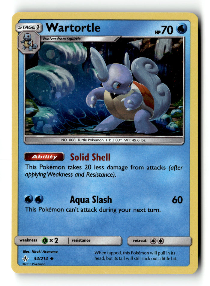 Pokemon Card Wartortle Cosmo Holo LP Unbroken Bonds 34/214