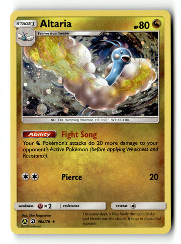 Pokemon Card Altaria Holo LP Dragon Majesty 40a/70