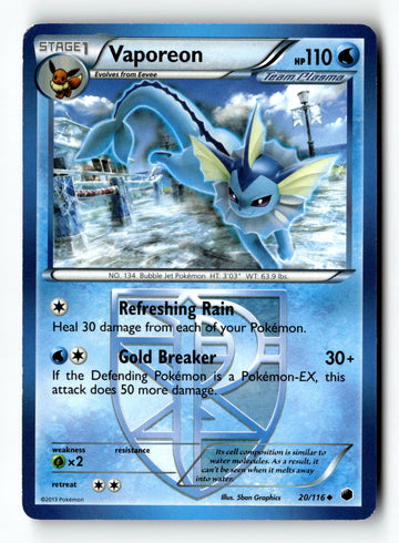 Pokemon Card Vaporeon LP Plasma Freeze 20/116