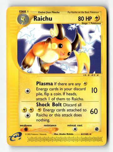 Pokemon Card Raichu LP Expedition 061/165