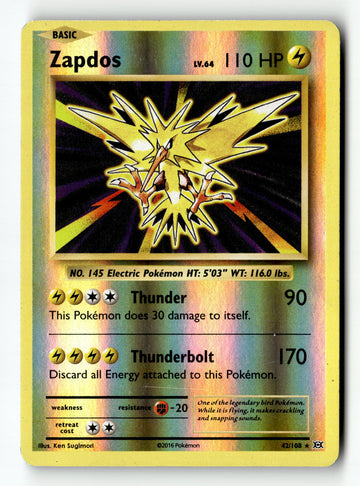Pokemon Card Zapdos Reverse Holo LP XY - Evolutions 42/108