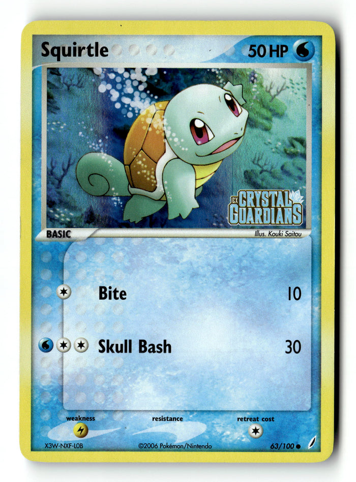 Pokemon Card Squirtle - 063/100 Reverse Holo LP Crystal Guardians 63/100