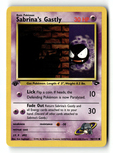 Pokemon Card Sabrina's Gastly (96) 1st Edition LP Gym Challenge 096/132