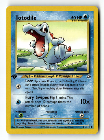 Pokemon Card Totodile 1st Edition LP Neo Genesis 81/111